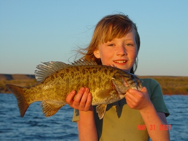 Gorgeous Smallmouth Bass caught by Jr. Guide, Gidget Moon Miller Fishing Elephant Butte Lake New Mexico